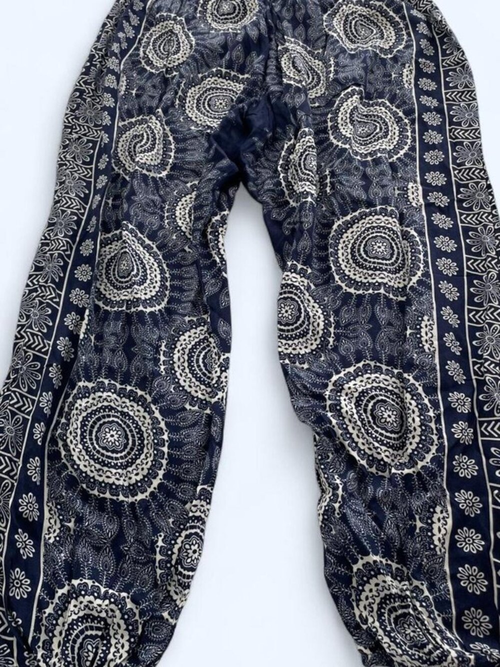 Lotus & Luna Como Harem Pants | Blue & Ivory Paisley | L/XL